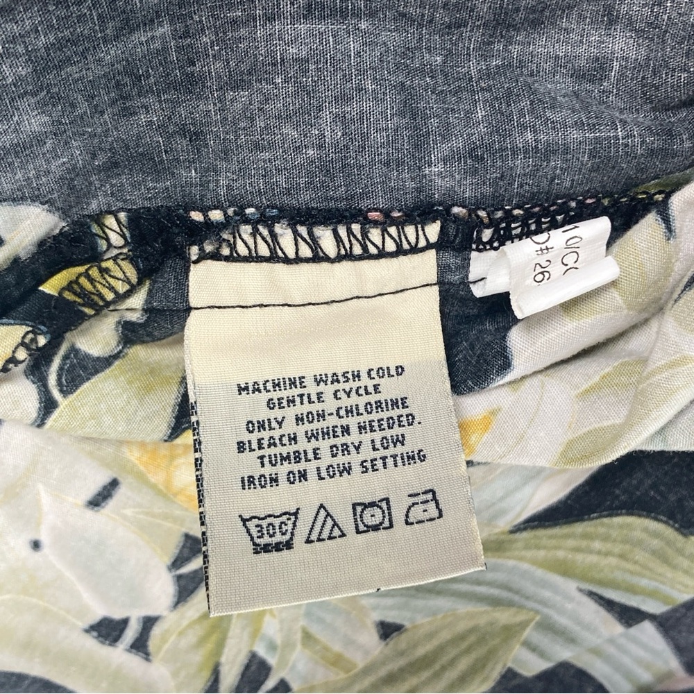 Cooke Street Honolulu Men's M Short Sleeve Hawaiian Shirt Black Yellow Hibiscus - Picture 13 of 16